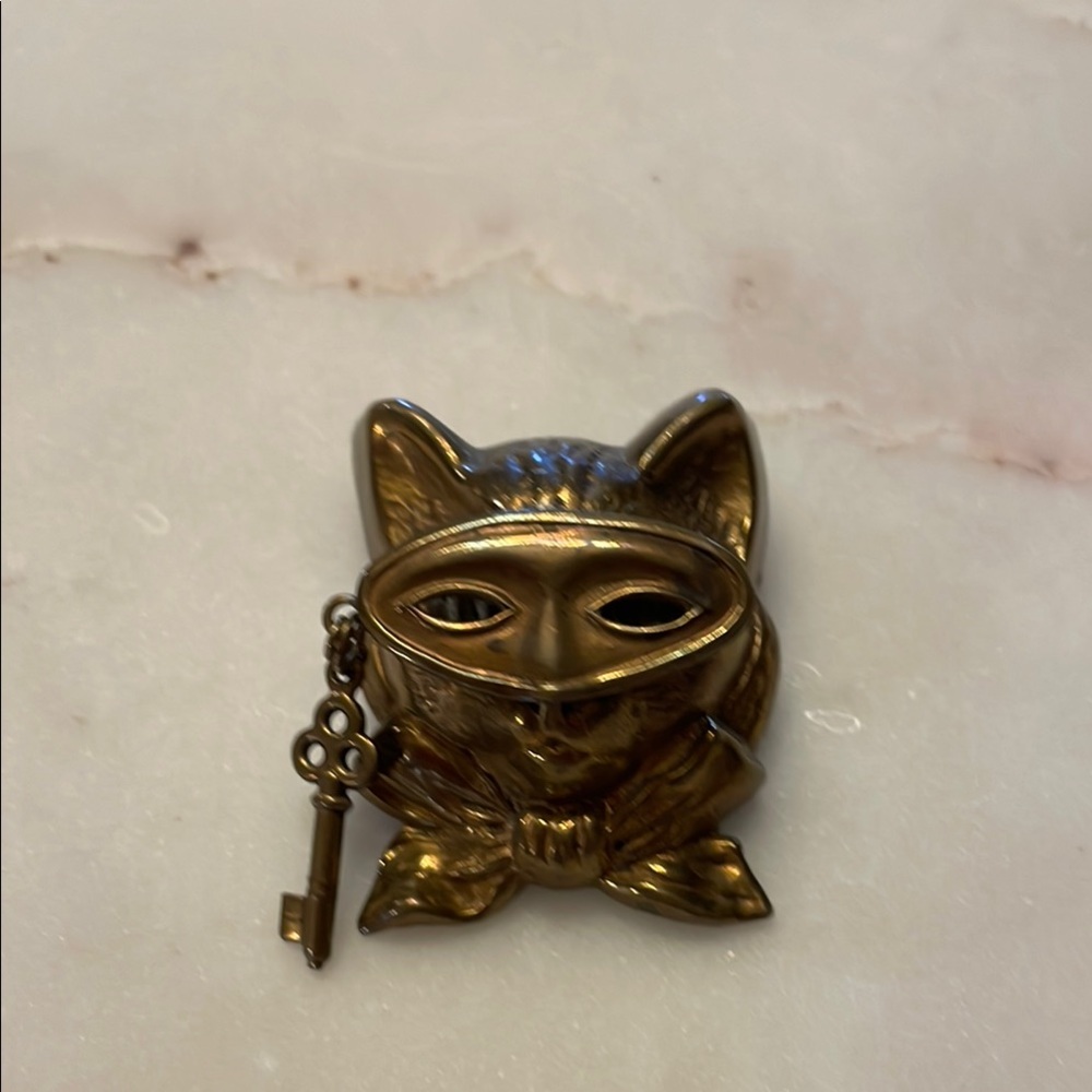 Gold Cat Mask Brooch